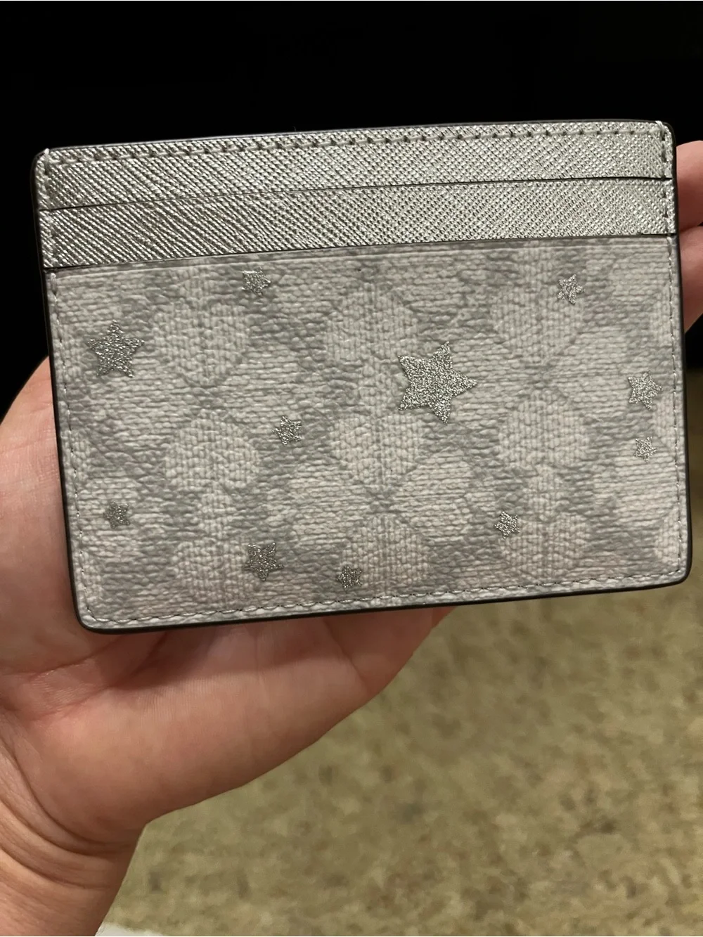kate spade silver glitter star card case